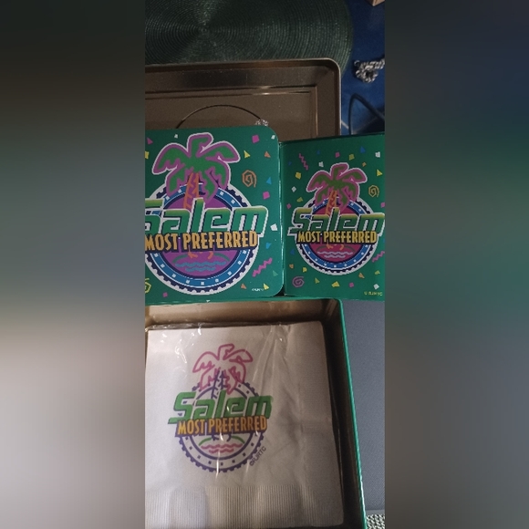 Vintage Salem cigarettes tin playing cards, coasters, cocktail napkins party. - Picture 8 of 14